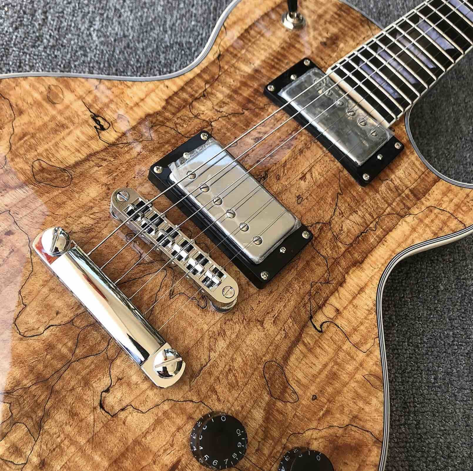 Top quality Grand Natural Maple top Electric Guitar, Solid Mahogany Body 6 strings Guitarra Gloss finish