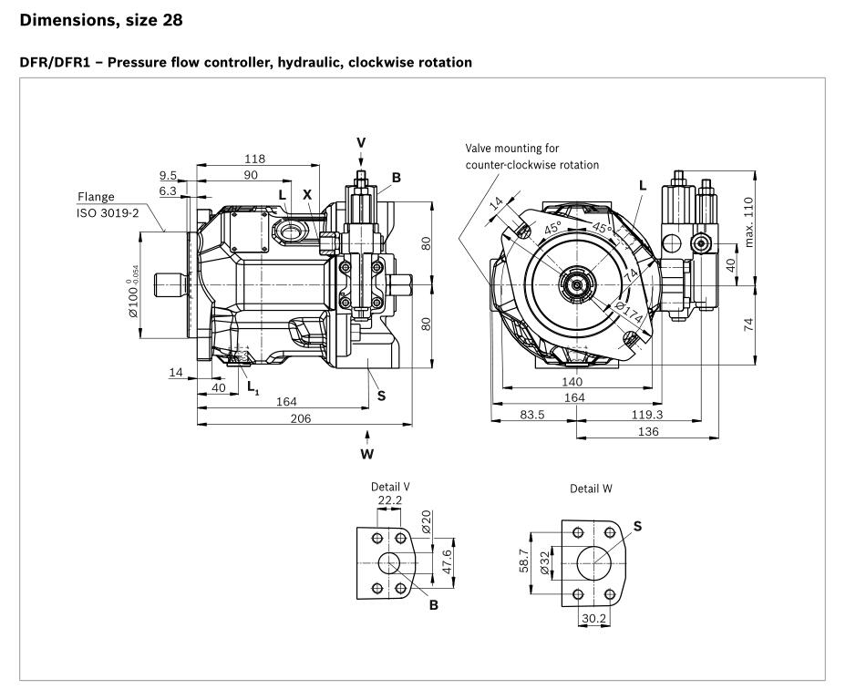 Rexroth A10VSO28DFR1/31R-PPB12N00 Hydraulic Piston Pumps 