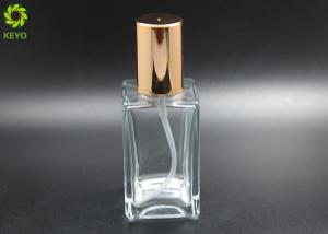 Quality 120ML Flat Shoulder Spray Pump Glass Bottle With Caps Gold Tops wholesale