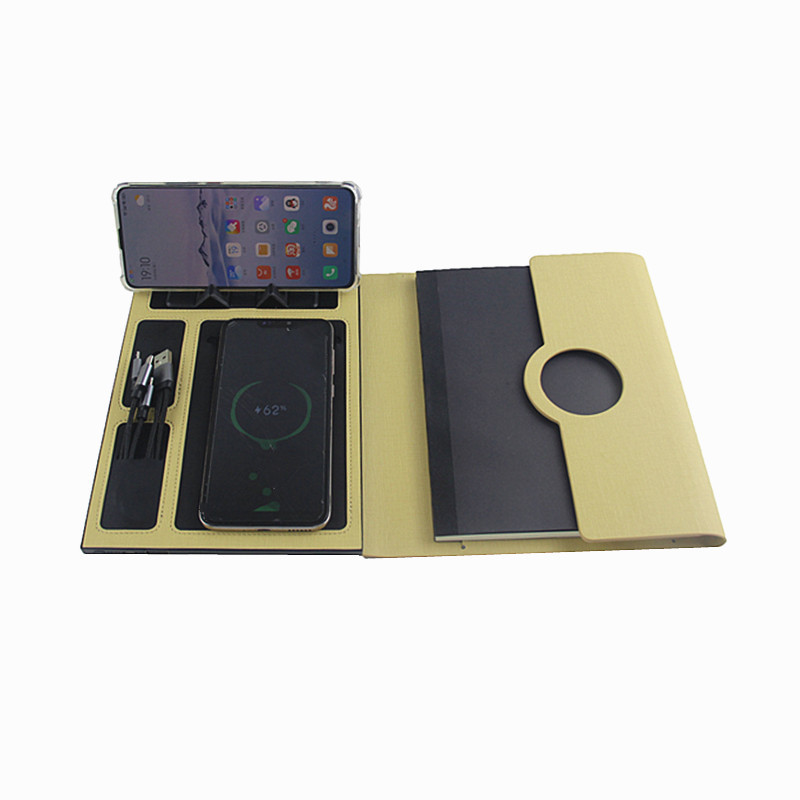 A5 PU Phone Charger Notebook , Multi Function 8000mAh Notepad With Power Bank
