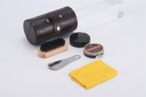Quality dress boot brown shoe polish kit Polish Sponge Shoe Horn In PU Leather Case wholesale