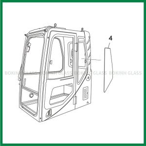 Quality SUMITOMO CATERPILLAR Excavator Cab Glass Left Door Rear Position NO.4 Windshield Replacement wholesale