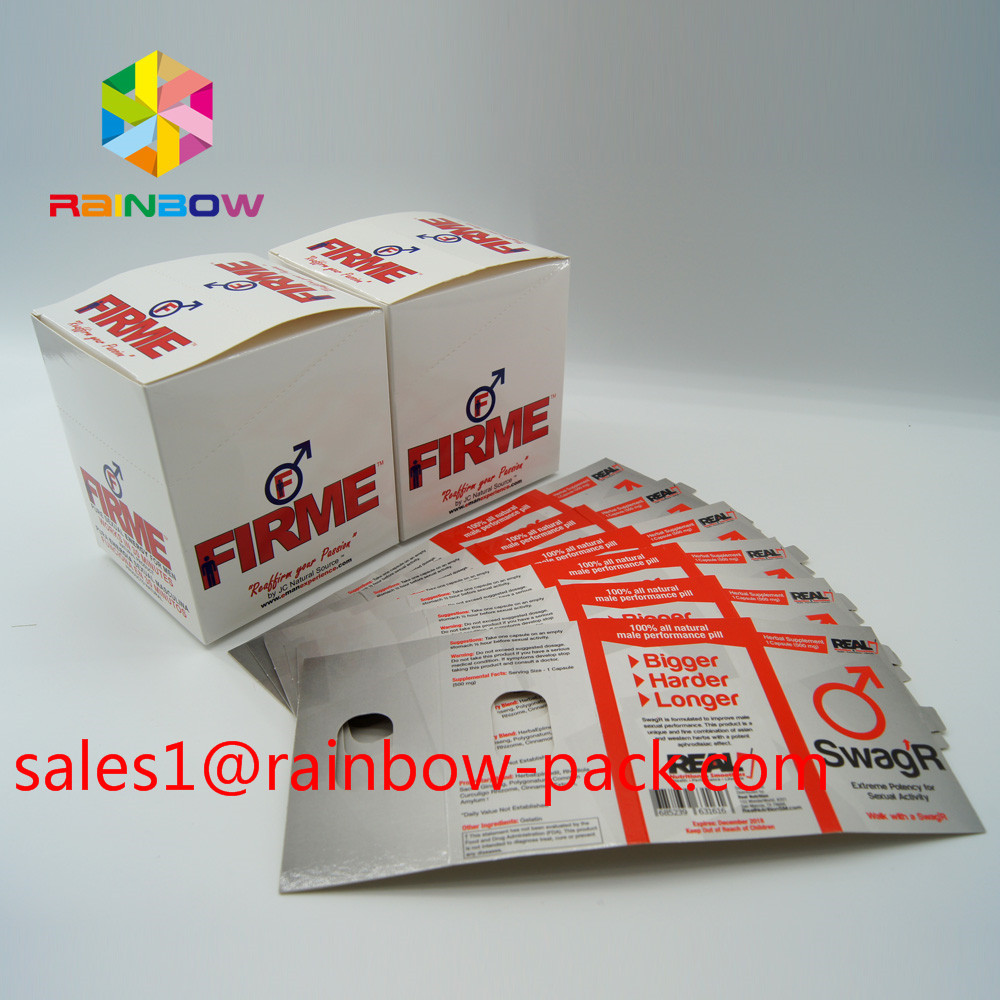Hot Sale Rhino Pills Honey Seal Pure Aluminum Foil Laminated Sachets Bottle 3D Effect Card Display Box Packaging