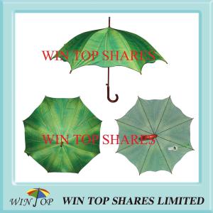 Quality Tropic Banana Leaves Design Auto Wooden Umbrella wholesale