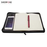 Waterproof Portable Zippered Leather Portfolio , PU Leather File Folder With
