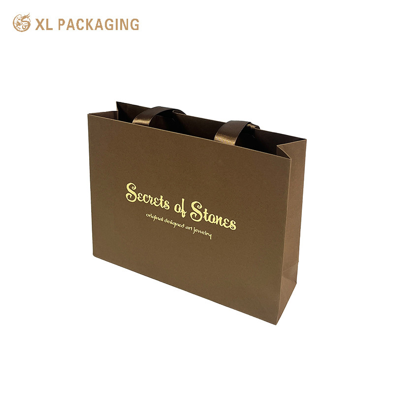 Brown Big Paper Packaging Bags Personalized Luxury Shopping Tote Gift Paper Bags