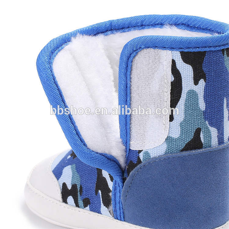Free sample Camouflage star print indoor warm boots cool toddler infant Walking baby cotton booties