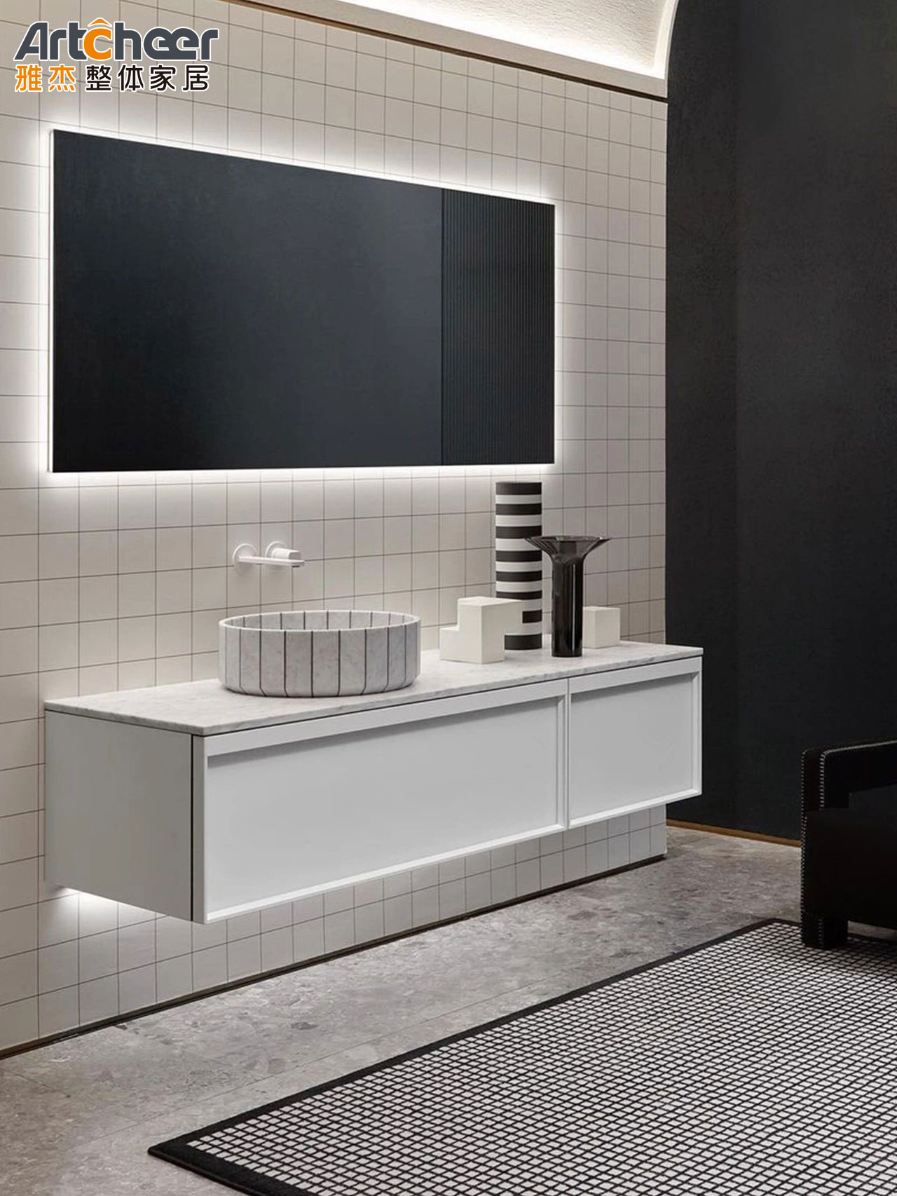 Bathroom Vanity Set 42 inch Modern Single Sink Living Room Floating Wall Mounted Cabinet