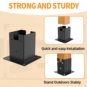Elevated Wood Stand Kit with Carbon Steel Pergola Post Bracket and Extension Brackets