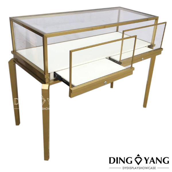 Brushed Bronze Lockable Jewelry Display Cases