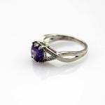 Women Jewelry 925 Silver Round Created Amethyst Cubic Zircon Ring(F93)