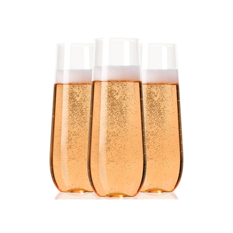 Unbreakable Tritan Stemless Champagne Flutes Bar Plastic Champagne Fluted Glassware