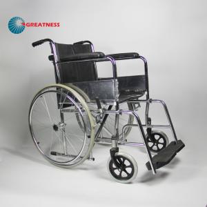Quality Hospital Folding Steel Wheelchair With Detachable Footrest Flip Back Seat wholesale