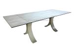 HPL Laminated Tempered Glass Extendable Dining Table Laser Cutted
