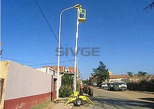 Quality Hydraulic Single Mast Aerial Work Platform 8m Height Trailer Type Lift For Ceiling wholesale