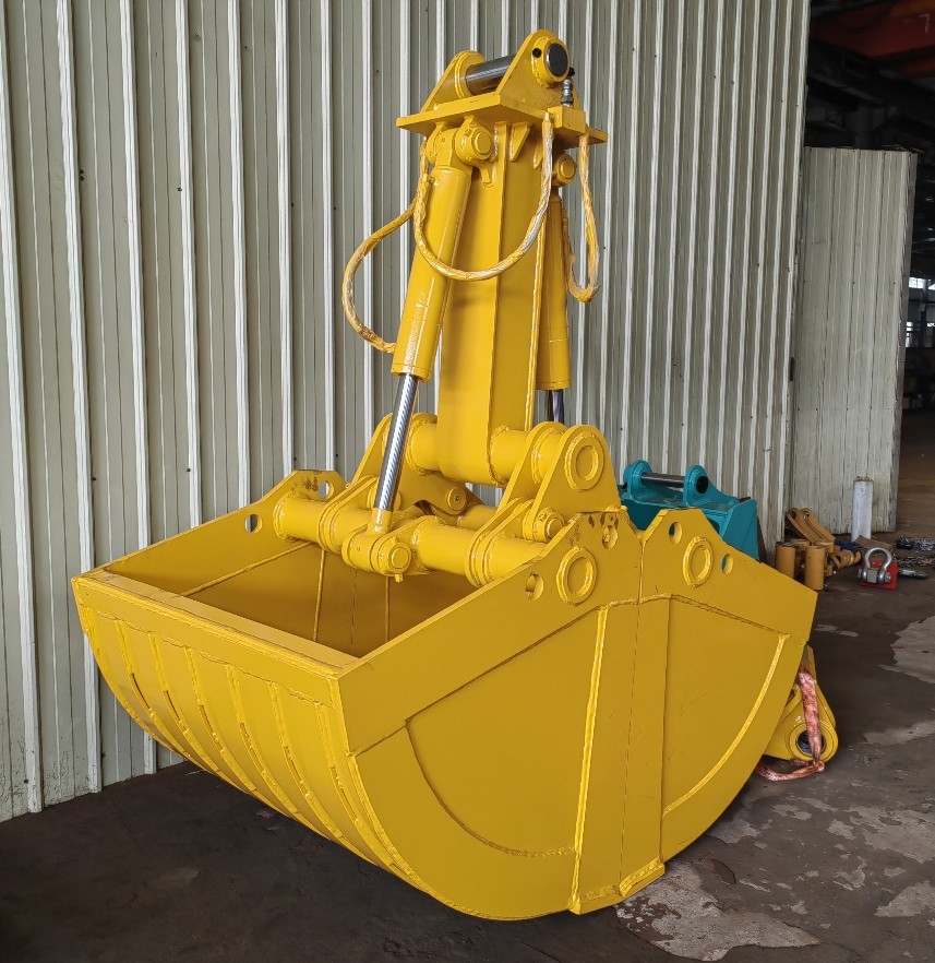 Double Cylinder Excavator Clamshell Bucket 10-12 Ton Q355B Mechanical