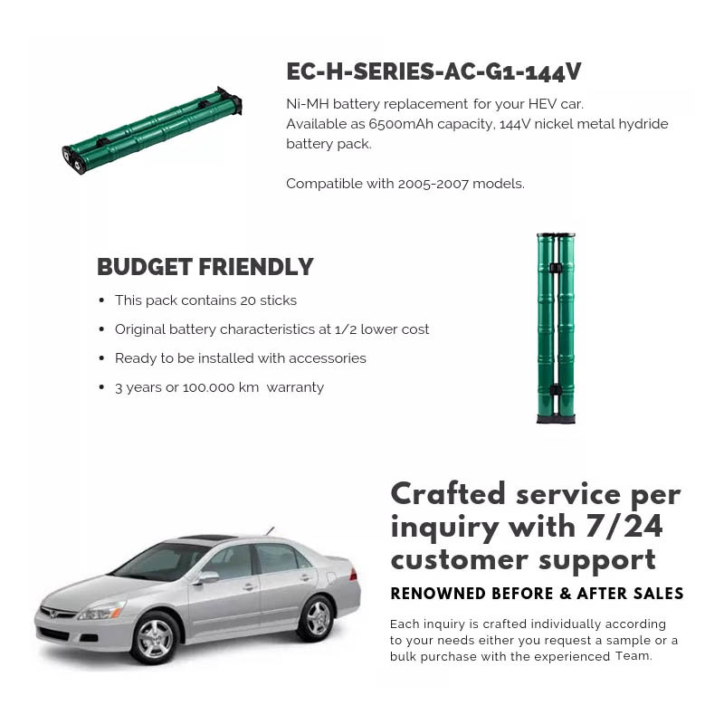 1000 Cycles Hybrid Nimh Battery Packs Replacement For Honda Accord