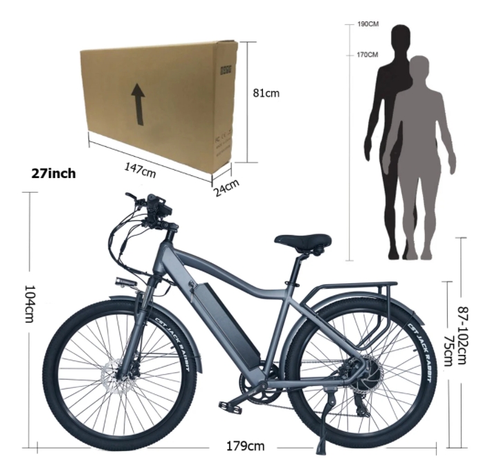 Adult Electric City Bike 30 - 50Km/h 48V 500W Motor 17Ah Lithium Battery Ebike