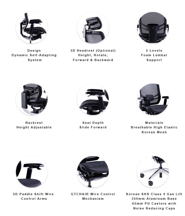 65mm PU Castor Swivel Gaming Chairs Ergonomic Office Seating With Lumbar Support