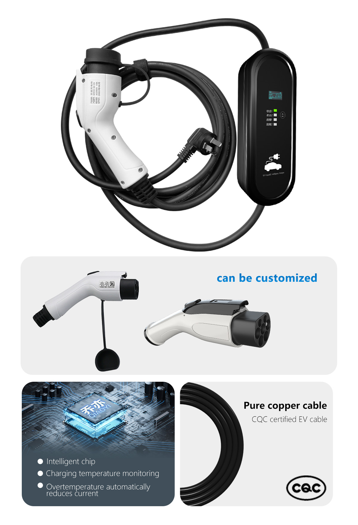 3.5KW GBT Portable EV Charger Charging for Energy Electric Vehicle Cars Output Power 3.5KW Interface Standard GB