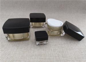 Quality Anti Bacterial Acrylic Jars For Cosmetics Black / Gold Color Square Shape wholesale