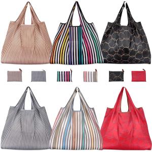 Quality Amazon hot selling Reusable Grocery Tote Bags Eco Friendly handbags Large Heavy Duty Machine Washable Ripstop Nylon bag wholesale