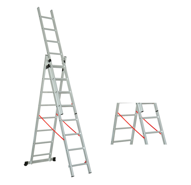 High Strength Collapsible Extension Ladder 3x8 Corrosion Resistant Long Life Span