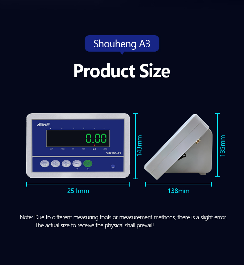 AC/DC Power Supply SOHE A3 Meter Weighing Display Instrument Sensor Weight Indicator