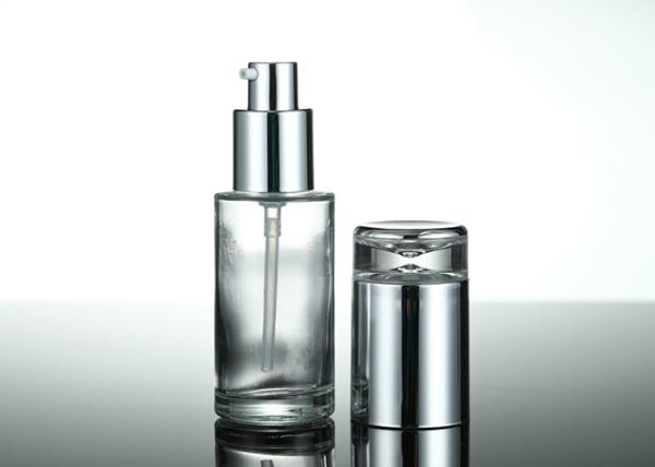 1 Oz Transparent Facial Serum Oil Empty Glass Lotion Bottle With Silver Pump
