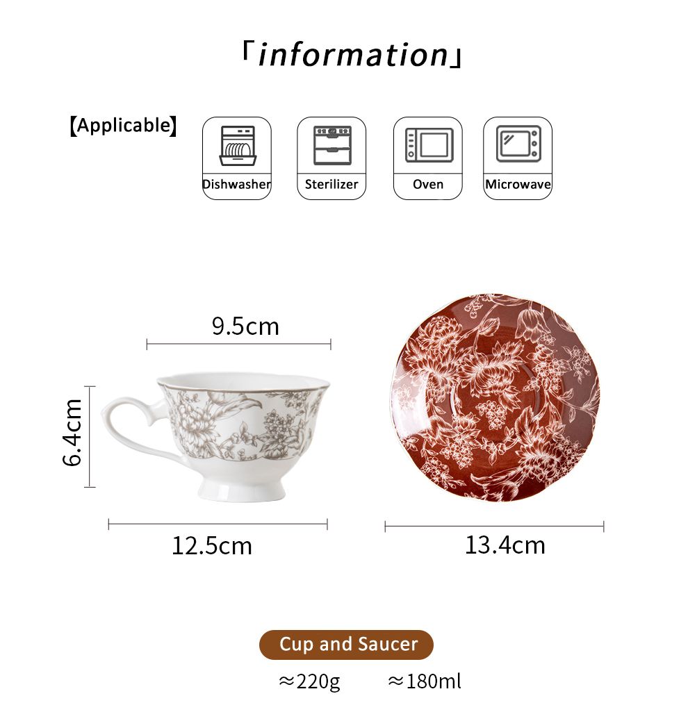 Spring Festival Ceramic Tea Cup And Saucer Set For Traditional Chinese Tea Ceremony