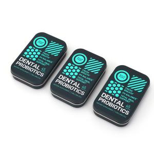 Quality Tablet Metal Packaging Box Black Mint Tin Box with Hinge Christmas Candy Tins wholesale