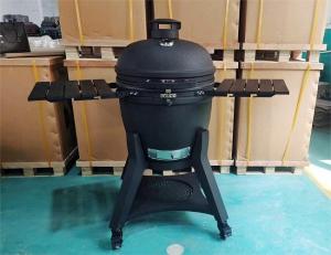 Quality Ceramic 22 Inch Kamado Grills BBQ Bubble Black Glaze Surface wholesale