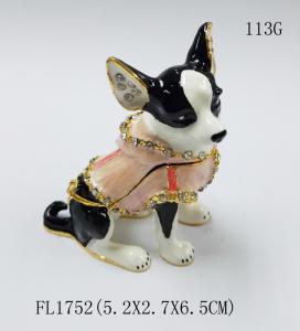 Quality dog shape gold plated trinket box metal jewelry boxes for decoration wholesale