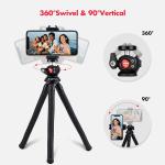 Flexible Phone Tripod, Rotatable Mini Camera Tripod for Smartphone with Phone