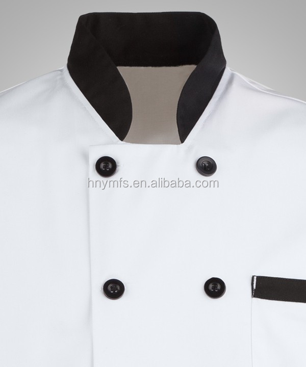 The most popular and cheapest custom made long sleeve white/black hotel uniform for chefs