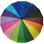 16 Colors Rainbow Umbrella Metal Shaft Wooden Handle Pongee Cover