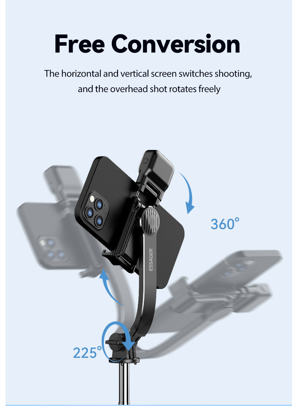 Bluetooth Remote Control Long Selfie Stick Adjustable For Mobile Phones
