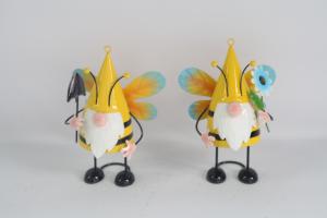 Quality 25cm Tall Iron Yellow Gnome Metal Garden Decoration Yard Ornaments wholesale