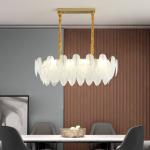 Modern Simple Pearl Feather Glass Chandelier Luxury Living Room Lamp Bedroom
