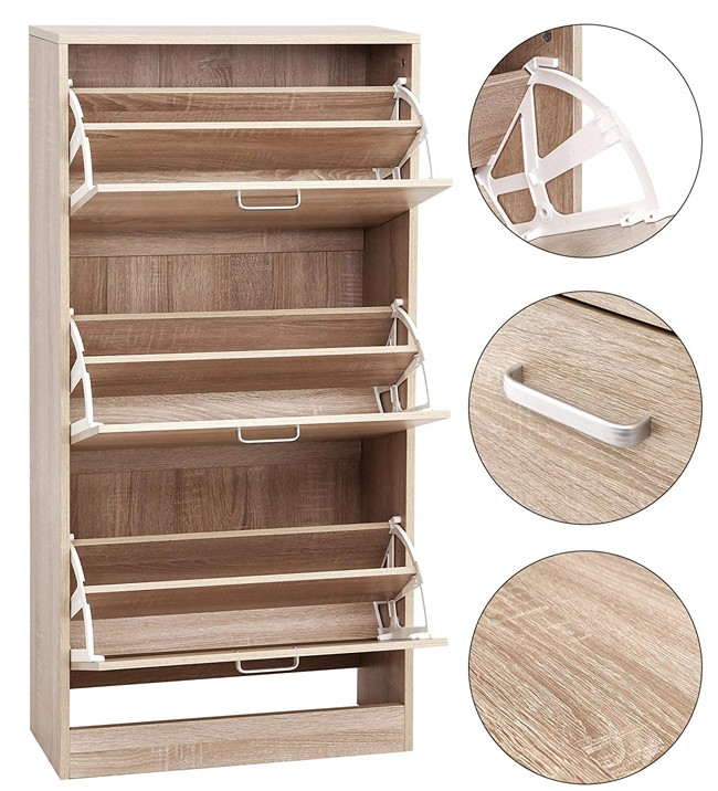 For European large shoes mirrored wooden shoe cabinet QH01901