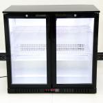 208L Fan Cooling Double Glass Door Back Bar Cooler With Black Color