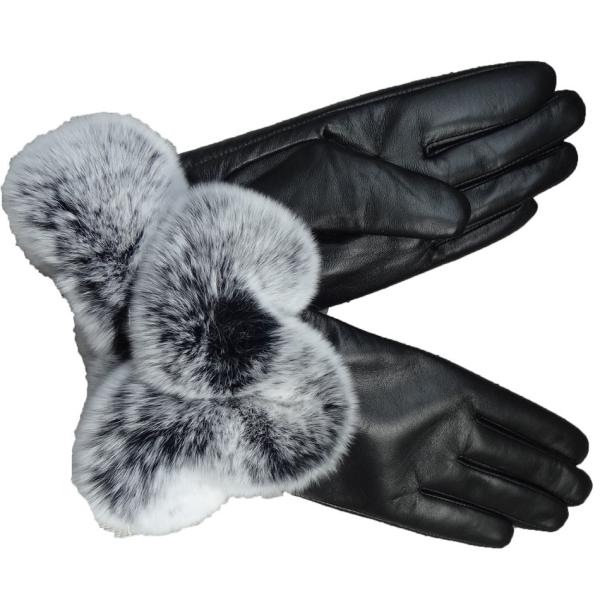 New Collection Fashion Genuine leather Rex Rabbit Fur Cuff Wool Lined Sheepskin