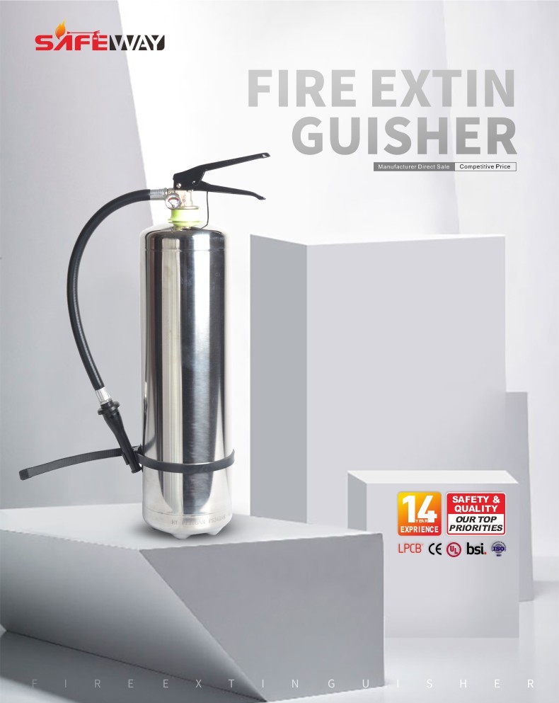 Polished Stainless Steel Non Magnetic Fire Extinguisher 6L Steel Edition