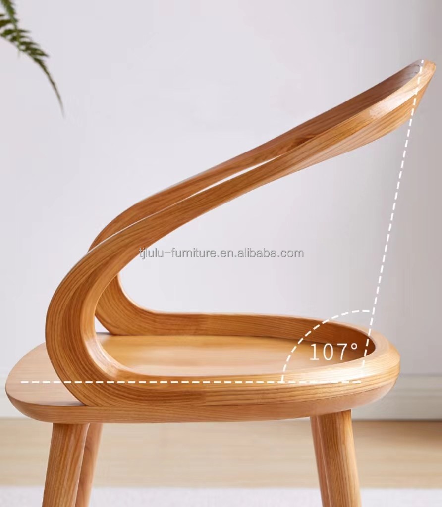 Restaurant Furniture Modern Solid Wood Dining Chair with Cerise Finish and Nordic Design