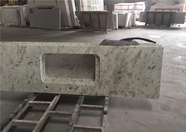 White Granite Prefab Kitchen Countertops With Polished Eased Edge Customized