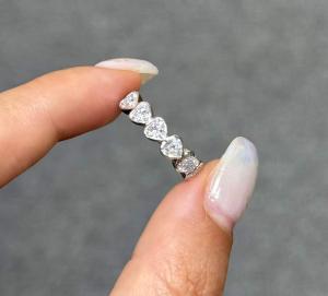 Quality 1.1ct Heart Shape Lab Grown Diamond Rings PT950 Platinum Setting Wedding Band wholesale