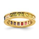 Colorful Cubic Zircon Eternity Wedding Ring Band for Women 925 Silver ECO