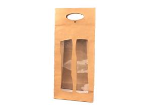 Quality Brown Wine Gift Box Packaging , 2 Bottle Wine Gift Box With Clear Window wholesale
