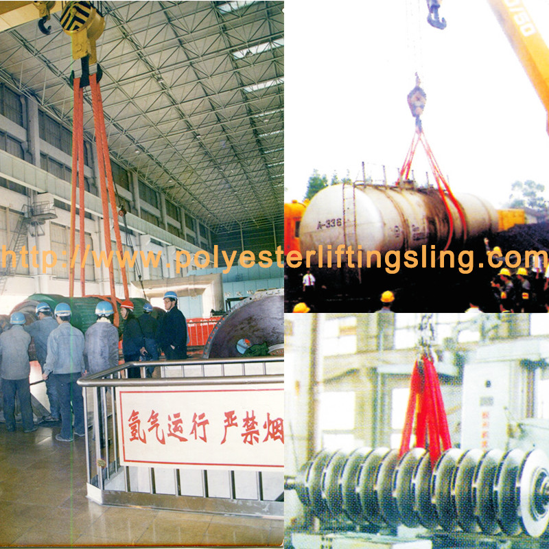 Soft Orange 20 Ton Polyester Endless Slings , Eye To Eye Duplex Lifting Slings