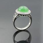 Silver Jewelry 925 Silver 11mm Round Cubic Zirconia Jade Ring (R25)